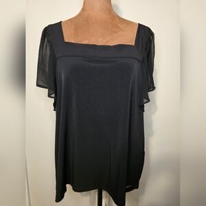 Calvin Klein Black Flutter Sleeve Blouse – Size Large